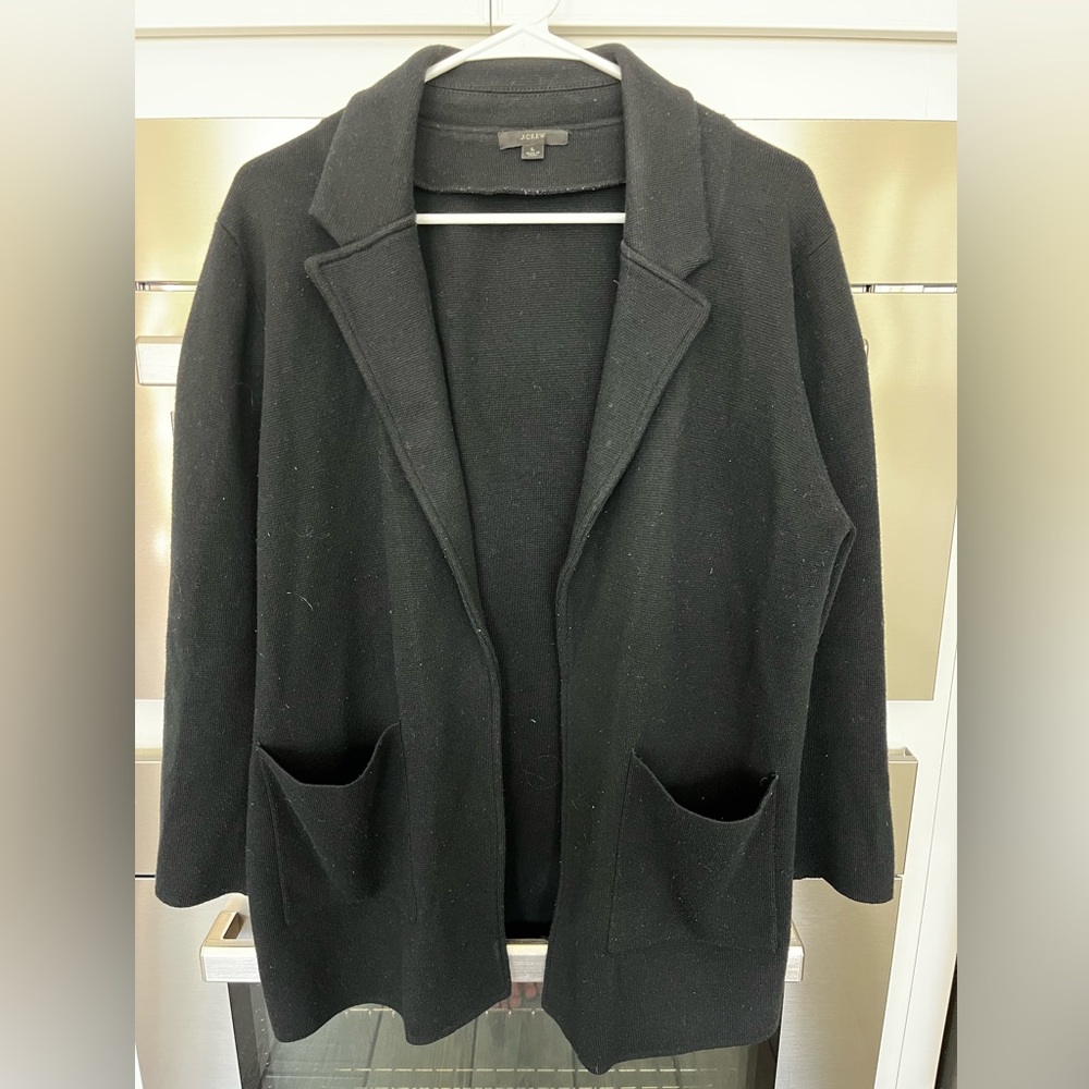 J CREW Black Open Front cardigan  with Pockets
